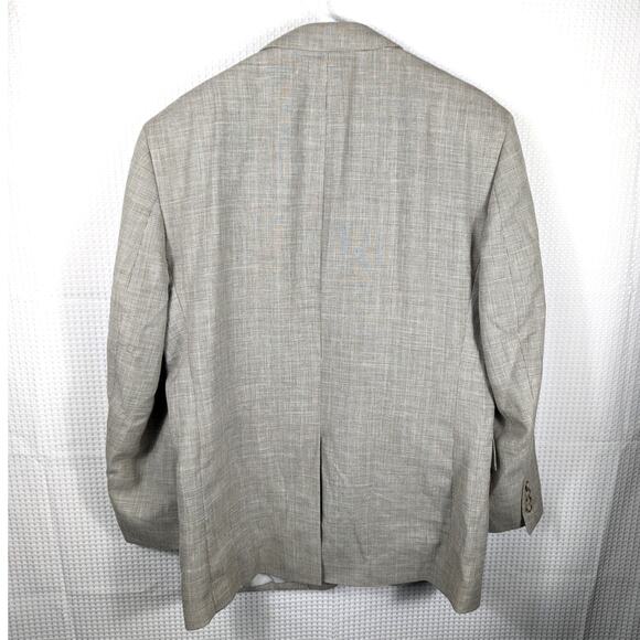 Jos A Bank 43R Beige Linen Wool Blazer Sport Coat Mens Two Button Made in Haiti - Picture 2 of 5